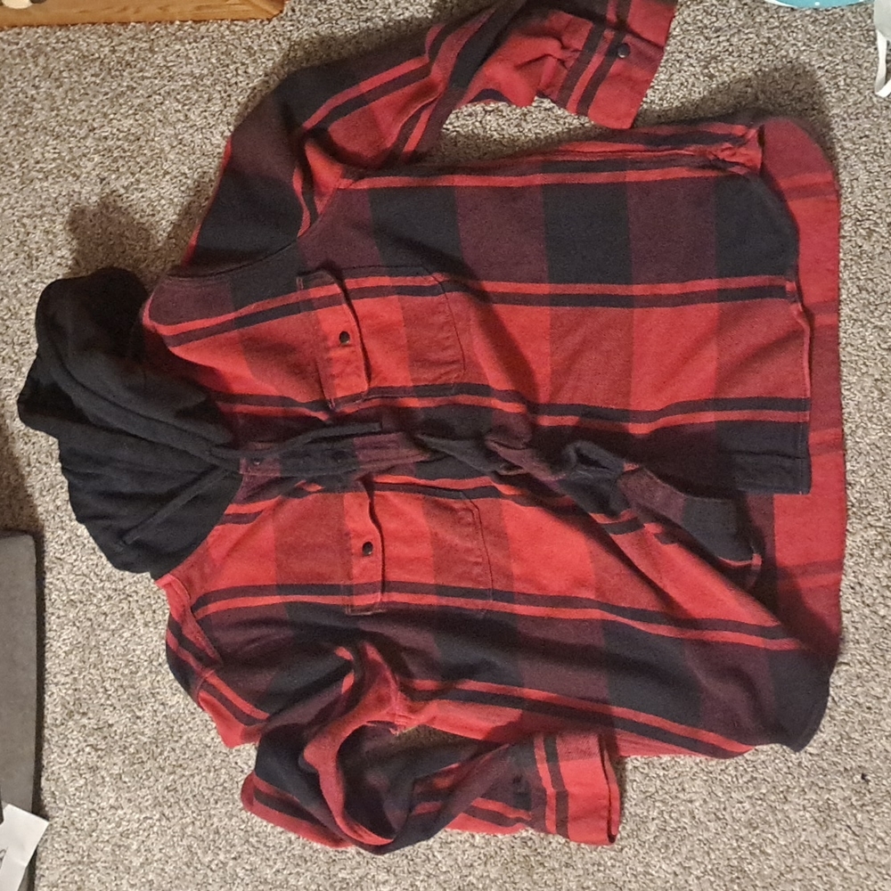 Men's plaid button up hoodie